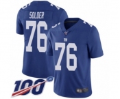 Youth New York Giants #76 Nate Solder Royal Blue Team Color Vapor Untouchable Limited Player 100th Season Football Jersey