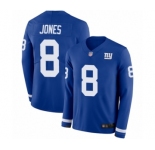 Youth New York Giants #8 Daniel Jones Limited Royal Blue Therma Long Sleeve Football Jersey