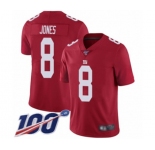 Youth New York Giants #8 Daniel Jones Red Limited Red Inverted Legend 100th Season Football Jersey