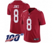Youth New York Giants #8 Daniel Jones Red Limited Red Inverted Legend 100th Season Football Jersey