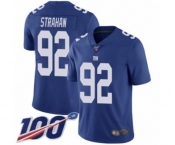 Youth New York Giants #92 Michael Strahan Royal Blue Team Color Vapor Untouchable Limited Player 100th Season Football Jersey