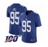 Youth New York Giants #95 B.J. Hill Royal Blue Team Color Vapor Untouchable Limited Player 100th Season Football Jersey