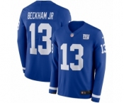 Youth Nike New York Giants #13 Odell Beckham Jr Limited Royal Blue Therma Long Sleeve NFL Jersey