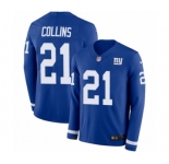 Youth Nike New York Giants #21 Landon Collins Limited Royal Blue Therma Long Sleeve NFL Jersey