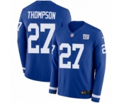 Youth Nike New York Giants #27 Darian Thompson Limited Royal Blue Therma Long Sleeve NFL Jersey