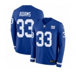Youth Nike New York Giants #33 Andrew Adams Limited Royal Blue Therma Long Sleeve NFL Jersey
