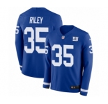 Youth Nike New York Giants #35 Curtis Riley Limited Royal Blue Therma Long Sleeve NFL Jersey