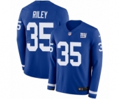 Youth Nike New York Giants #35 Curtis Riley Limited Royal Blue Therma Long Sleeve NFL Jersey