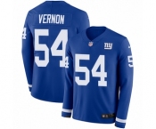 Youth Nike New York Giants #54 Olivier Vernon Limited Royal Blue Therma Long Sleeve NFL Jersey