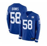 Youth Nike New York Giants #58 Carl Banks Limited Royal Blue Therma Long Sleeve NFL Jersey