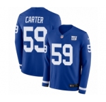 Youth Nike New York Giants #59 Lorenzo Carter Limited Royal Blue Therma Long Sleeve NFL Jersey