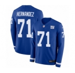 Youth Nike New York Giants #71 Will Hernandez Limited Royal Blue Therma Long Sleeve NFL Jersey