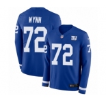 Youth Nike New York Giants #72 Kerry Wynn Limited Royal Blue Therma Long Sleeve NFL Jersey