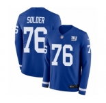 Youth Nike New York Giants #76 Nate Solder Limited Royal Blue Therma Long Sleeve NFL Jersey