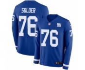 Youth Nike New York Giants #76 Nate Solder Limited Royal Blue Therma Long Sleeve NFL Jersey