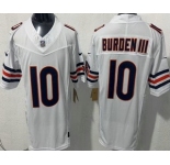 Men's Chicago Bears #10 Luther Burden III Limited White FUSE Vapor Jersey