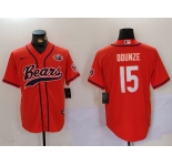 Men's Chicago Bears #15 Rome Odunze Orange Throwback With Patch Cool Base Stitched Baseball Jersey