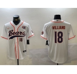 Men's Chicago Bears #18 Caleb Williams Number White Throwback With Patch Cool Base Stitched Baseball Jersey