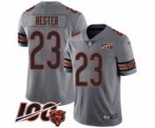 Men's Chicago Bears #23 Devin Hester Limited Silver Inverted Legend 100th Season Football Jersey