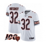 Men's Chicago Bears #32 David Montgomery White Vapor Untouchable Limited Player 100th Season Football Jersey