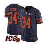 Men's Chicago Bears #34 Walter Payton Limited Navy Blue Rush Vapor Untouchable 100th Season Football Jersey