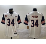 Men's Chicago Bears #34 Walter Payton Limited White Team Patch Fashion FUSE Jersey