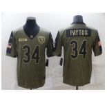 Men's Chicago Bears #34 Walter Payton Nike Olive 2021 Salute To Service Limited Player Jersey