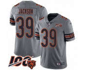 Men's Chicago Bears #39 Eddie Jackson Limited Silver Inverted Legend 100th Season Football Jersey