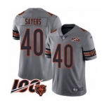 Men's Chicago Bears #40 Gale Sayers Limited Silver Inverted Legend 100th Season Football Jersey