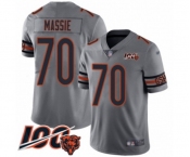 Men's Chicago Bears #70 Bobby Massie Limited Silver Inverted Legend 100th Season Football Jersey