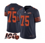 Men's Chicago Bears #75 Kyle Long Limited Navy Blue Rush Vapor Untouchable 100th Season Football Jersey