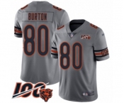 Men's Chicago Bears #80 Trey Burton Limited Silver Inverted Legend 100th Season Football Jersey