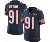 Men's Chicago Bears #91 Eddie Goldman Navy Blue Team Color 100th Season Limited Football Jersey