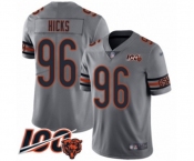 Men's Chicago Bears #96 Akiem Hicks Limited Silver Inverted Legend 100th Season Football Jersey