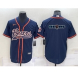 Men's Chicago Bears Navy Team Big Logo With Patch Cool Base Stitched Baseball Jersey