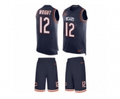 Men's Nike Chicago Bears #12 Kendall Wright Limited Navy Blue Tank Top Suit NFL Jersey