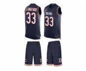 Men's Nike Chicago Bears #33 Jeremy Langford Limited Navy Blue Tank Top Suit NFL Jersey