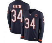 Men's Nike Chicago Bears #34 Walter Payton Limited Navy Blue Therma Long Sleeve NFL Jersey