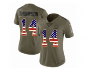 Women Nike Chicago Bears #14 Deonte Thompson Limited Olive USA Flag Salute to Service NFL Jersey