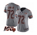 Women's Chicago Bears #72 Charles Leno Limited Silver Inverted Legend 100th Season Football Jersey