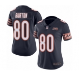 Women's Chicago Bears #80 Trey Burton Navy Blue Team Color 100th Season Limited Football Jersey