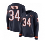 Women's Nike Chicago Bears #34 Walter Payton Limited Navy Blue Therma Long Sleeve NFL Jersey