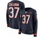 Women's Nike Chicago Bears #37 Bryce Callahan Limited Navy Blue Therma Long Sleeve NFL Jersey