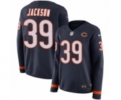 Women's Nike Chicago Bears #39 Eddie Jackson Limited Navy Blue Therma Long Sleeve NFL Jersey