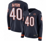 Women's Nike Chicago Bears #40 Gale Sayers Limited Navy Blue Therma Long Sleeve NFL Jersey