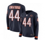 Women's Nike Chicago Bears #44 Nick Kwiatkoski Limited Navy Blue Therma Long Sleeve NFL Jersey