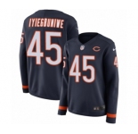 Women's Nike Chicago Bears #45 Joel Iyiegbuniwe Limited Navy Blue Therma Long Sleeve NFL Jersey