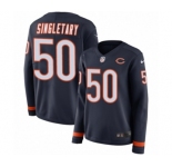 Women's Nike Chicago Bears #50 Mike Singletary Limited Navy Blue Therma Long Sleeve NFL Jersey