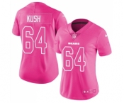 Women's Nike Chicago Bears #64 Eric Kush Limited Pink Rush Fashion NFL Jersey
