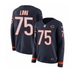 Women's Nike Chicago Bears #75 Kyle Long Limited Navy Blue Therma Long Sleeve NFL Jersey